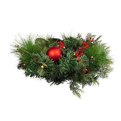 Kurt Adler 26-in. Pre-Lit Red & Green Artificial Christmas Wall Tree With Bow