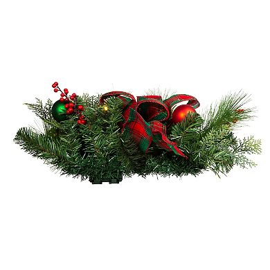 Kurt Adler 26-in. Pre-Lit Red & Green Artificial Christmas Wall Tree With Bow