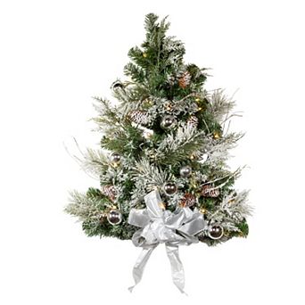 Kurt Adler 26 in Pre-Lit Pinecone Artificial Christmas Wall Tree With Bow