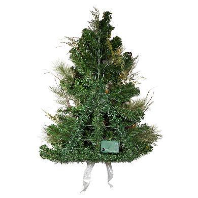 Kurt Adler 26-in. Pre-Lit Pinecone Artificial Christmas Wall Tree With Bow