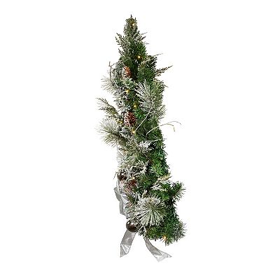 Kurt Adler 26-in. Pre-Lit Pinecone Artificial Christmas Wall Tree With Bow