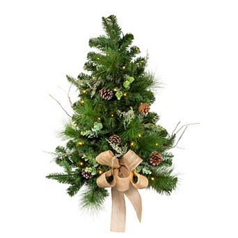 Kurt Adler 26 in Pre-Lit Snowy Silver Artificial Christmas Wall Tree