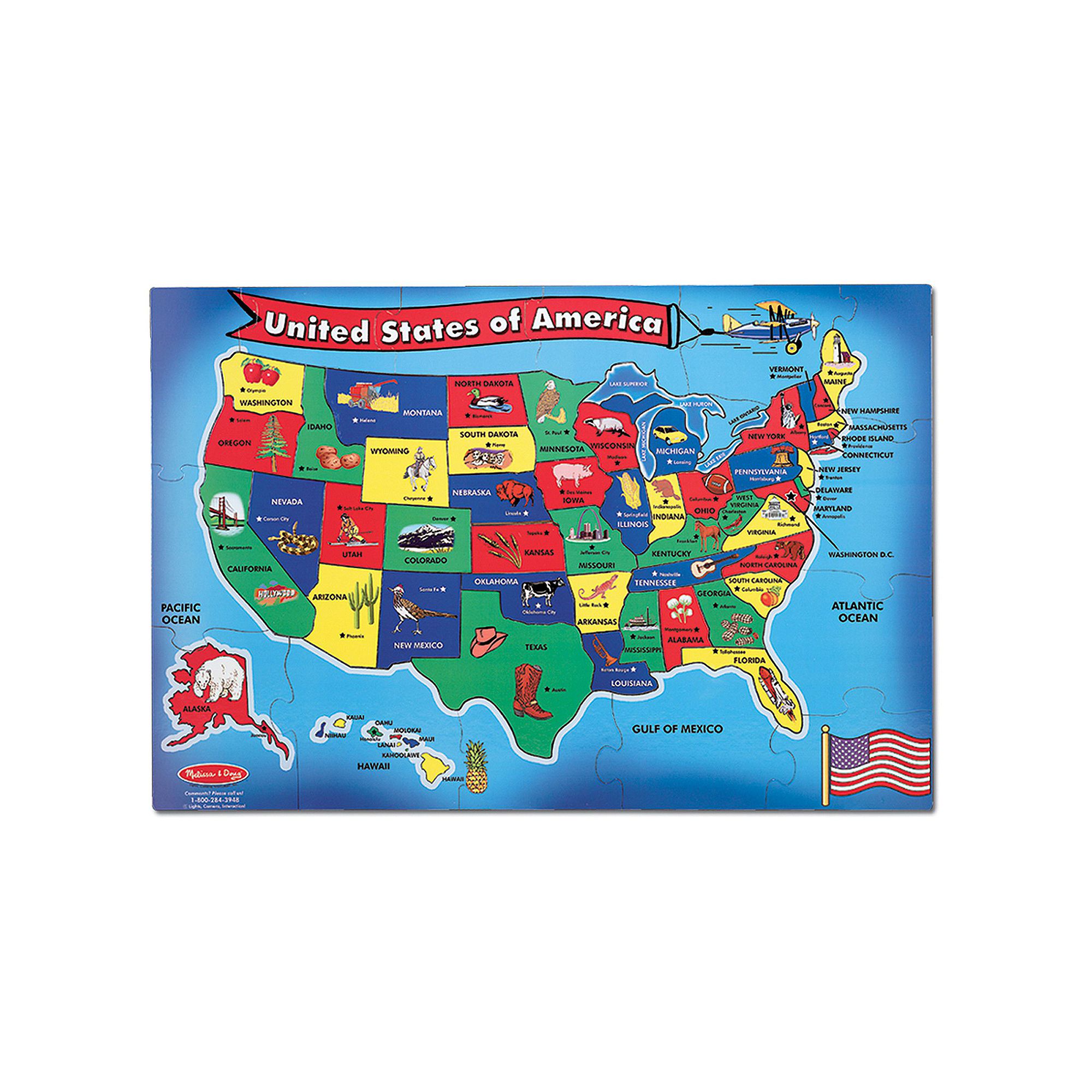 Melissa & Doug USA Map Floor Puzzle, Multicolor