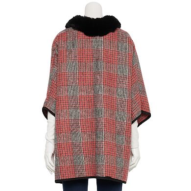 Women's Nanette Lepore Plaid Faux Fur Collared Ruana