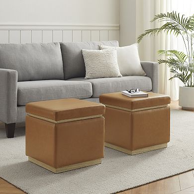 Linon Blanche Square Ottoman