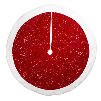 54-Inch Red Sequins with White Border Tree Skirt