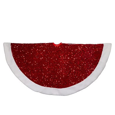 54-Inch Red Sequins with White Border Tree Skirt