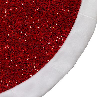 54-Inch Red Sequins with White Border Tree Skirt