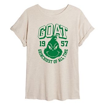 Juniors' Dr. Seuss Grinch The Goat Oversized Tee