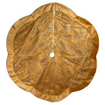 60-Inch Gold Velvet and Glitter Tree Skirt