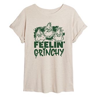 Juniors' Dr. Seuss Feelin' Grinchy Oversized Tee