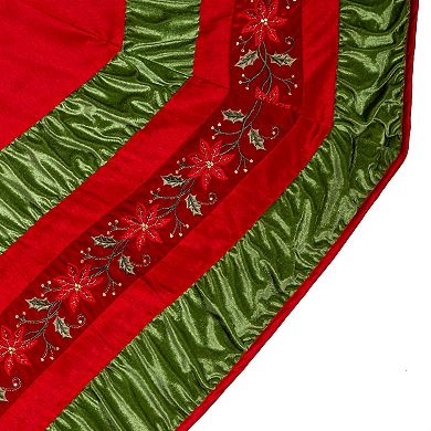 72-Inch Red and Green Gathered Border Tree Skirt