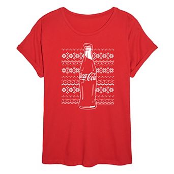 Juniors' Coca-Cola Holiday Sweater Oversized Tee