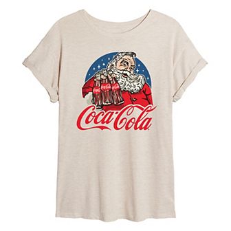 Juniors' Coca-Cola Vintage Santa Oversized Tee