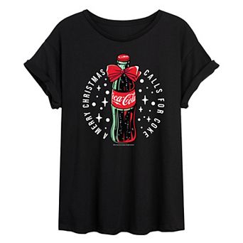 Juniors' Coca-Cola Merry Christmas Oversized Tee