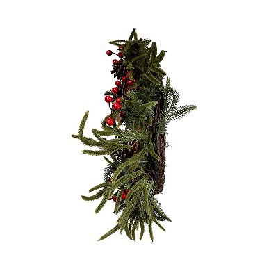 Kurt Adler 24-in. Berries & Pinecone Rattan Wreath