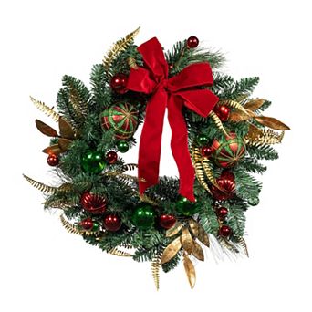 Kurt Adler 24 in Gold, Red & Green Ribbon Christmas Wreath