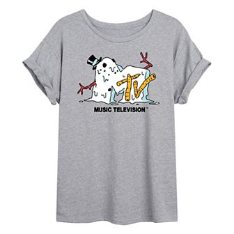 Juniors' MTV Snowman Melting Oversized Tee
