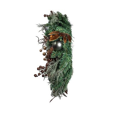 Kurt Adler 24-in. Copper & Silver Balls Green Christmas Wreath