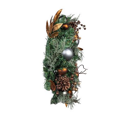 Kurt Adler 24-in. Copper & Silver Balls Green Christmas Wreath