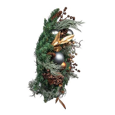 Kurt Adler 24-in. Copper & Silver Balls Green Christmas Wreath
