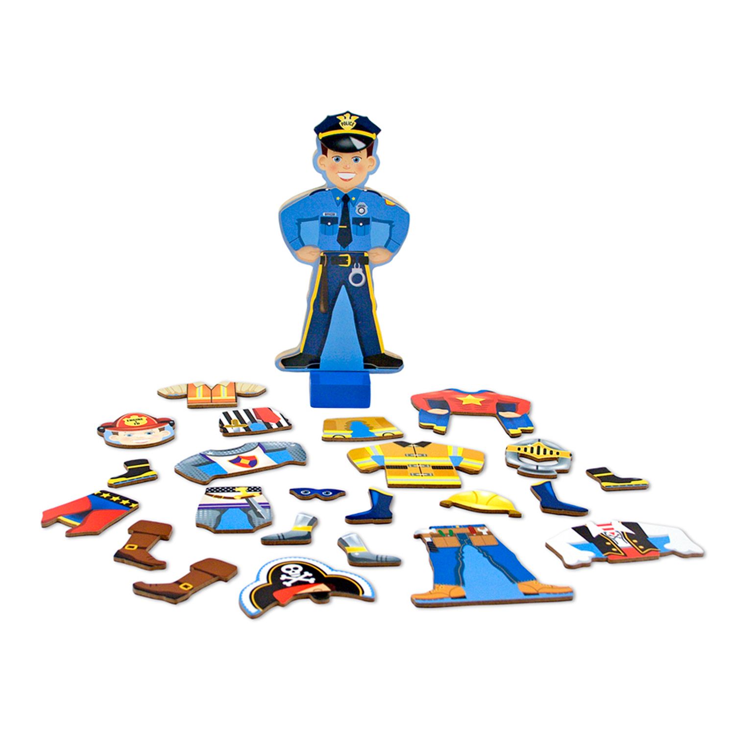 Melissa & Doug Occupations Magnetic Dress-Up Wooden Pretend Play Set (74  pcs) - Magnetic Dress-Up Dolls For Kids