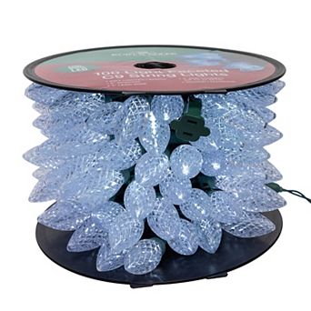 Kurt Adler 50-Foot LED Faceted C9 Green Wire String Lights