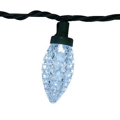 Kurt Adler 50-Foot LED Faceted C9 Green Wire String Lights