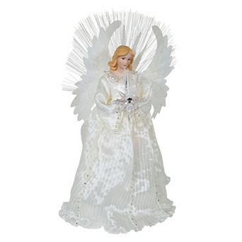 16-Inch Ivory/Clear Fiber Optic Angel Tree Topper
