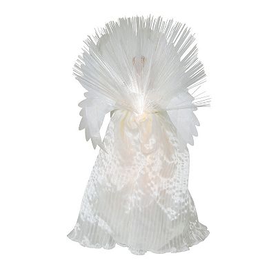 16-Inch Ivory/Clear Fiber Optic Angel Tree Topper