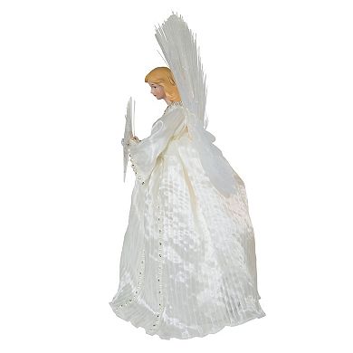 16-Inch Ivory/Clear Fiber Optic Angel Tree Topper
