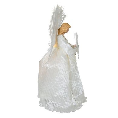 16-Inch Ivory/Clear Fiber Optic Angel Tree Topper