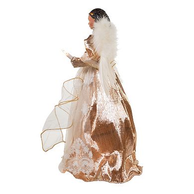 16-Inch White/Rose Gold Black Angel Tree Topper