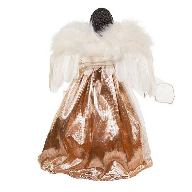 16-Inch White/Rose Gold Black Angel Tree Topper