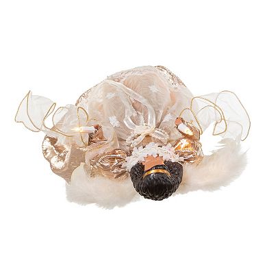 16-Inch White/Rose Gold Black Angel Tree Topper
