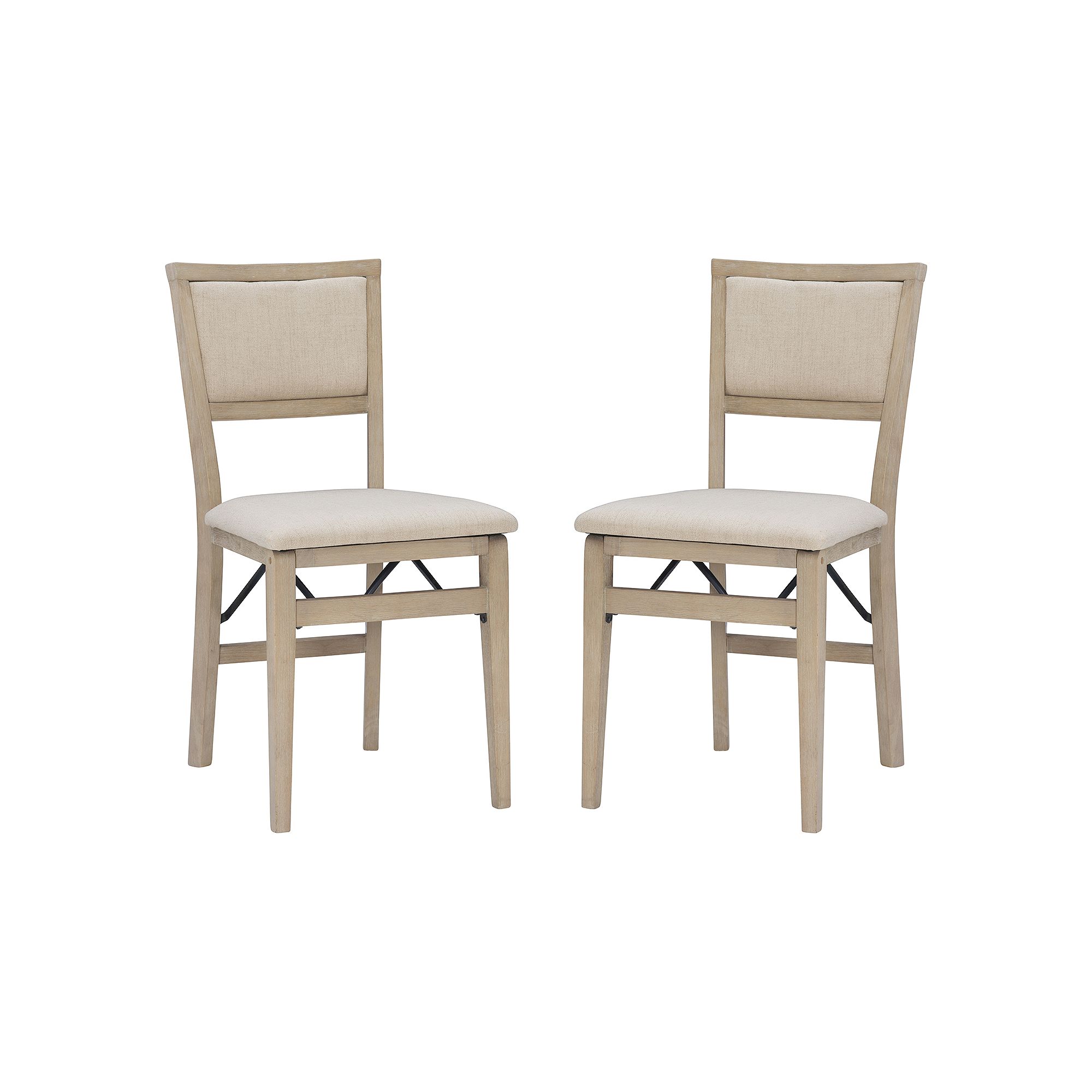 Linon Keira Pad Folding Chair 2-piece Set, Graywash Beige