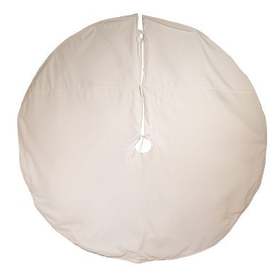 72-Inch White Tree Skirt with Gold Glitter Tree and Reindeer Design