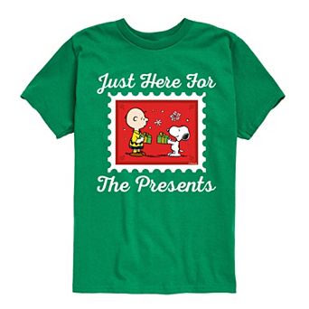 Boys 8-20 Peanuts Just Here For The Presents Graphic Tee