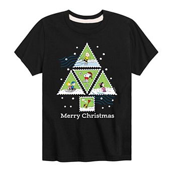 Boys 8-20 Peanuts Christmas Tree Stamps Graphic Tee