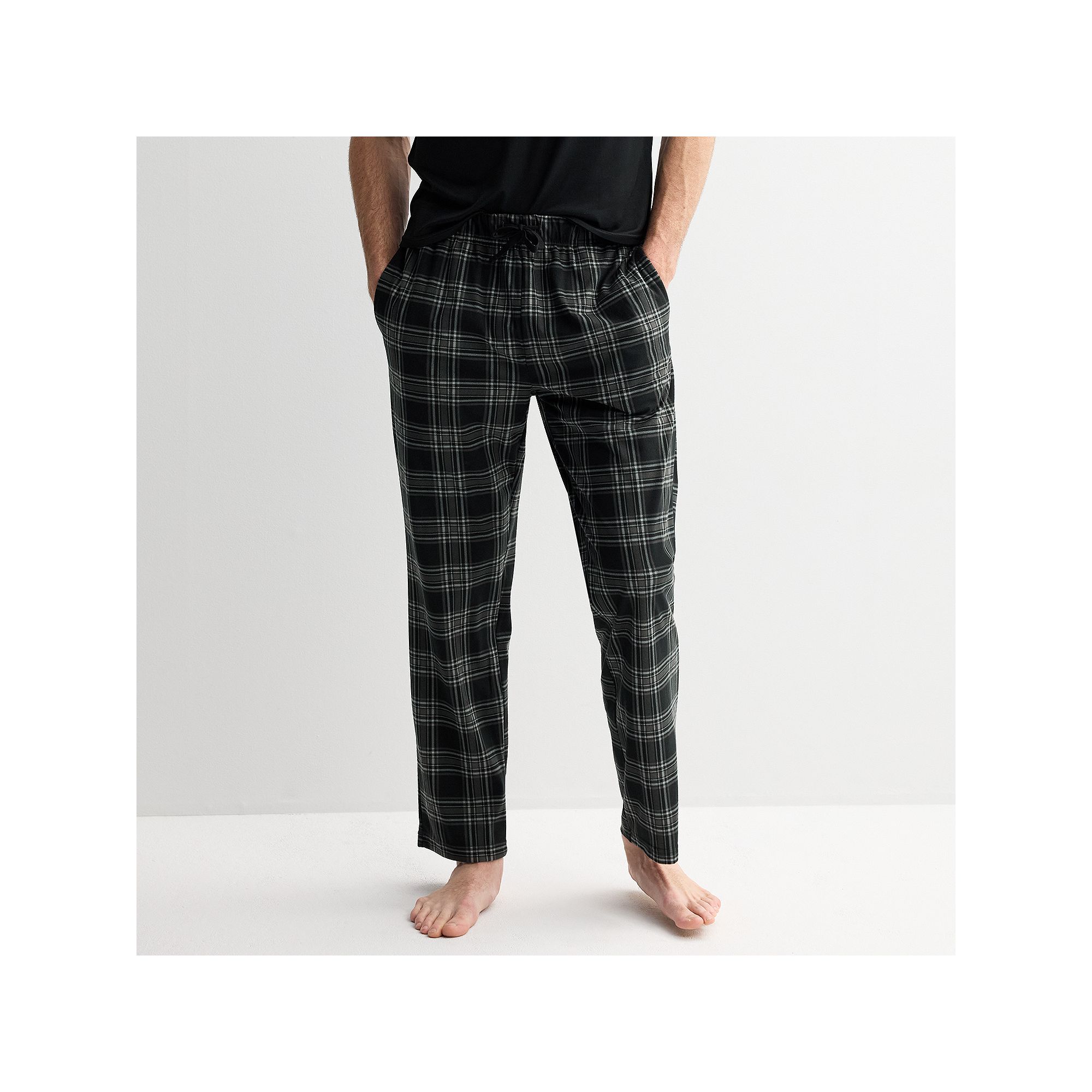 Mens Kenneth Cole Reaction Peached Knit Plaid Pajama Pants, Size: Medium, 