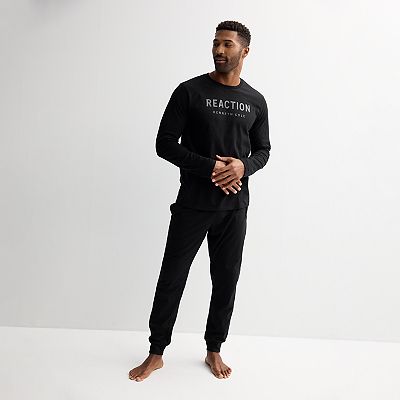 Men s Kenneth Cole Reaction Long Sleeve Lounge Shirt Joggers Set Size XL Black