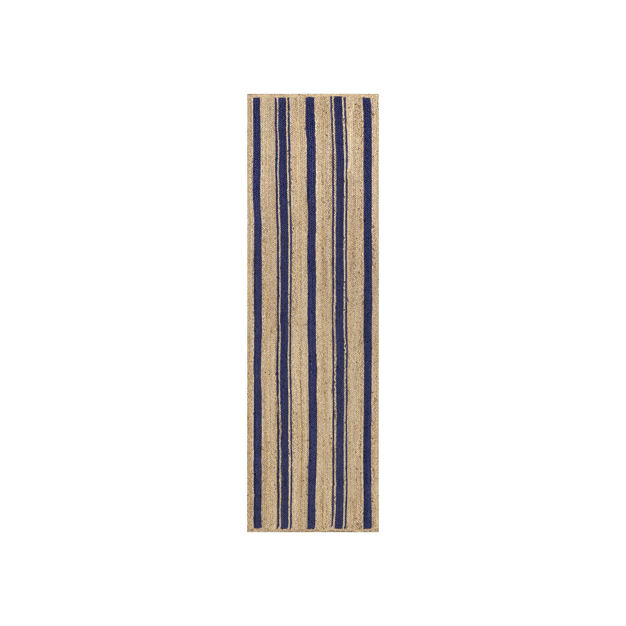 Rugs USA Calathea Striped Jute Area Rug, Royal Blue