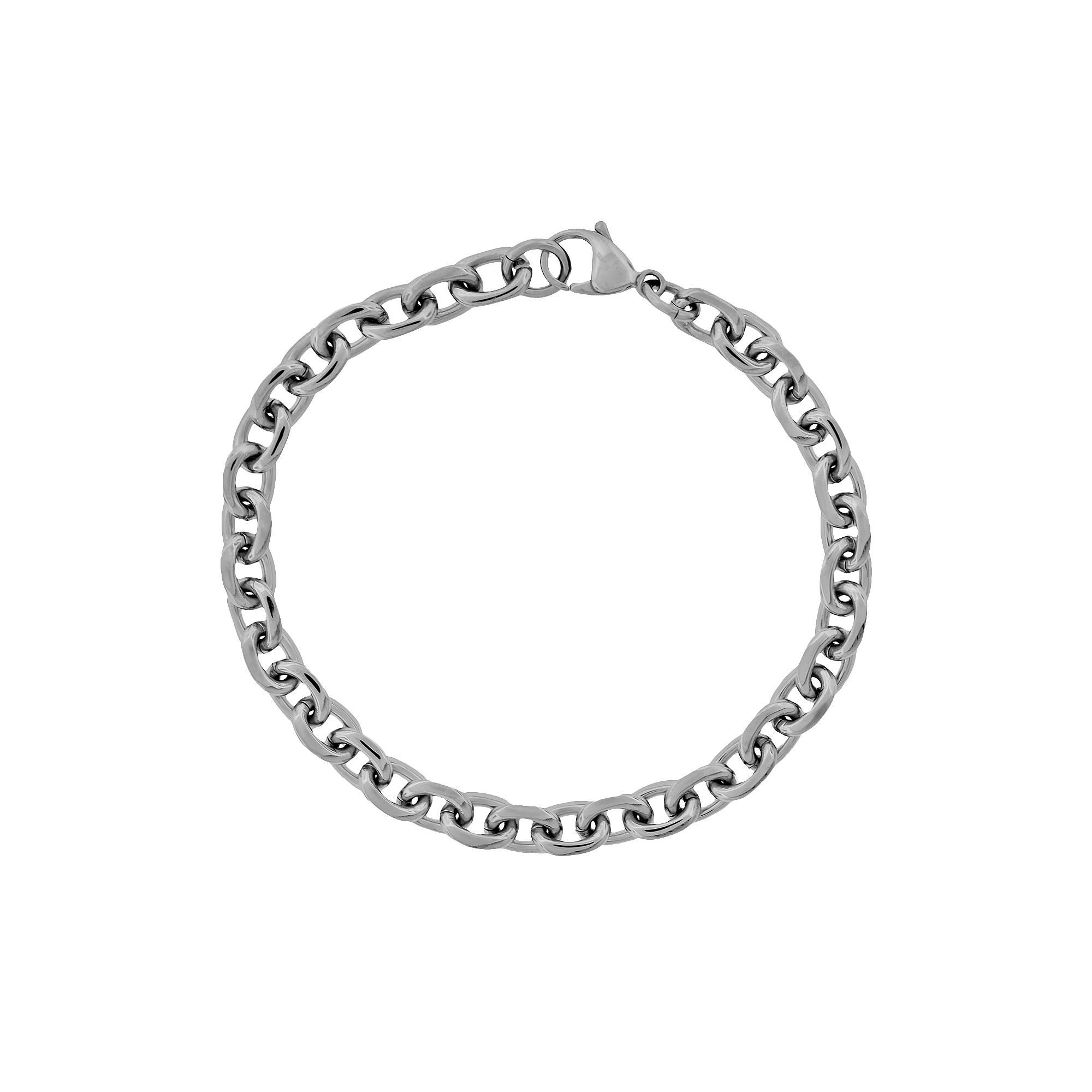 LYNX Stainless Steel Rolo Chain Bracelet - Men, Mens, Silver