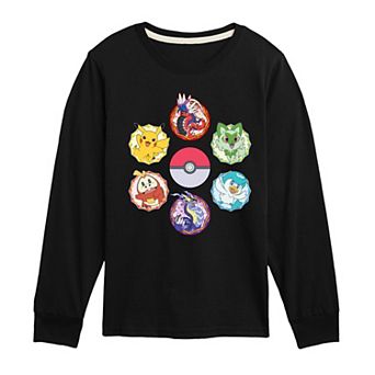 Boys 8-20 Pokemon Group Poke Ball Long Sleeve Graphic Tee