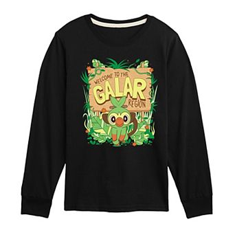 Boys 8-20 Pokemon Grookey Galar Region Long Sleeve Graphic Tee