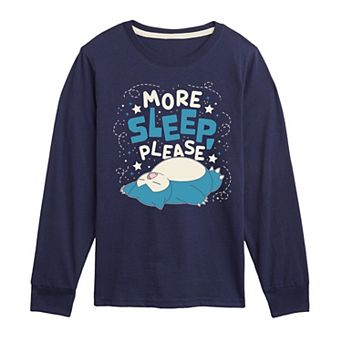 Boys 8-20 Pokemon Snorlax More Sleep Please Long Sleeve Graphic Tee