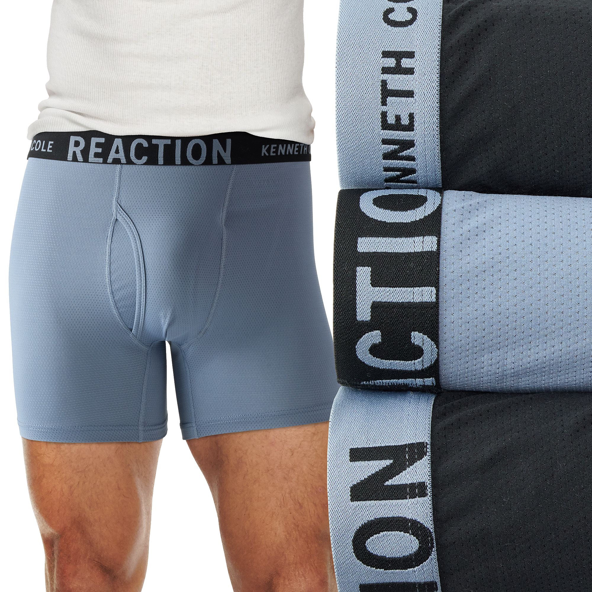 Mens Kenneth Cole Reaction 3-Pack Mesh Boxer Briefs, Size: Medium, Black A