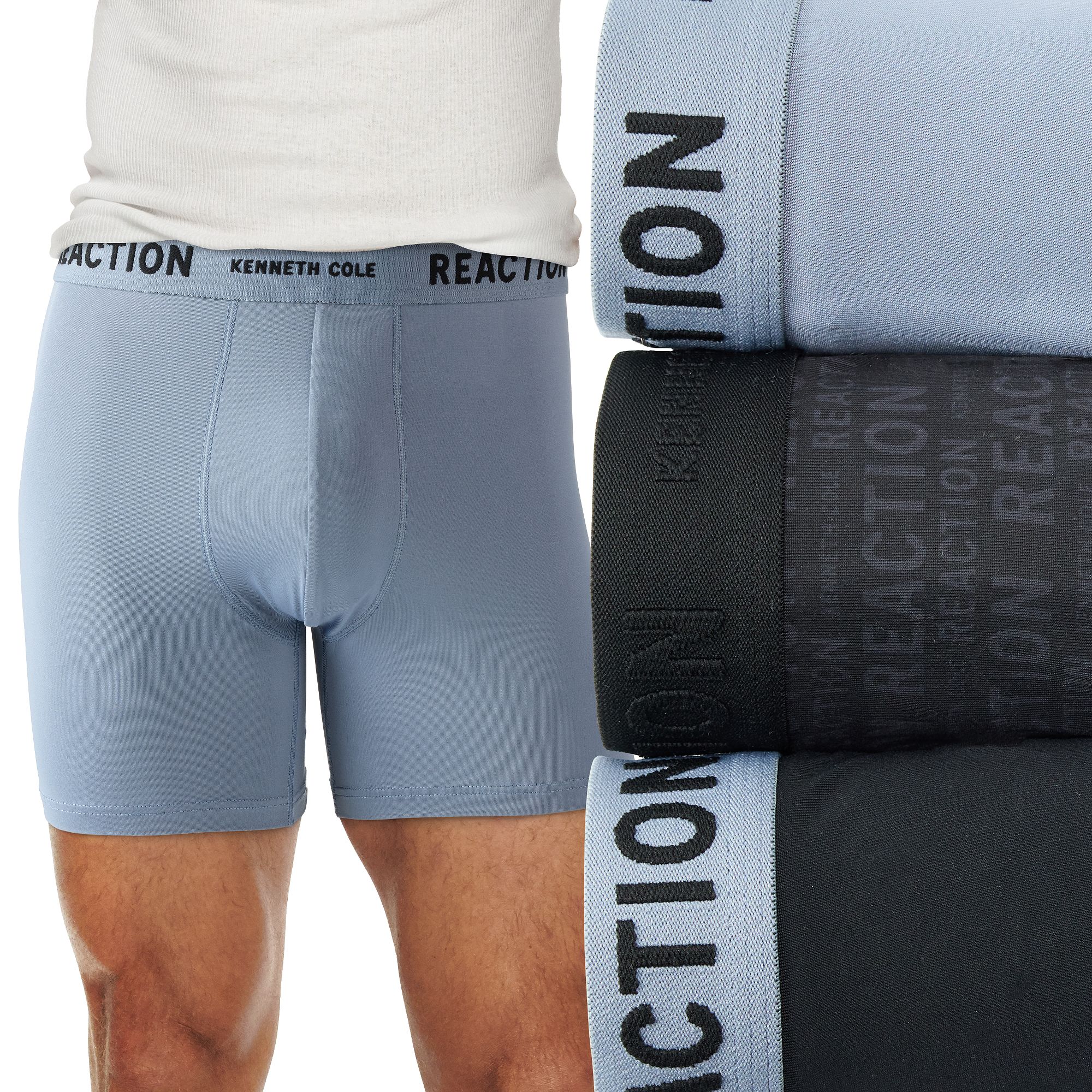 Mens Kenneth Cole Reaction 3-Pack Microfiber Stretch Boxer Briefs, Size: M