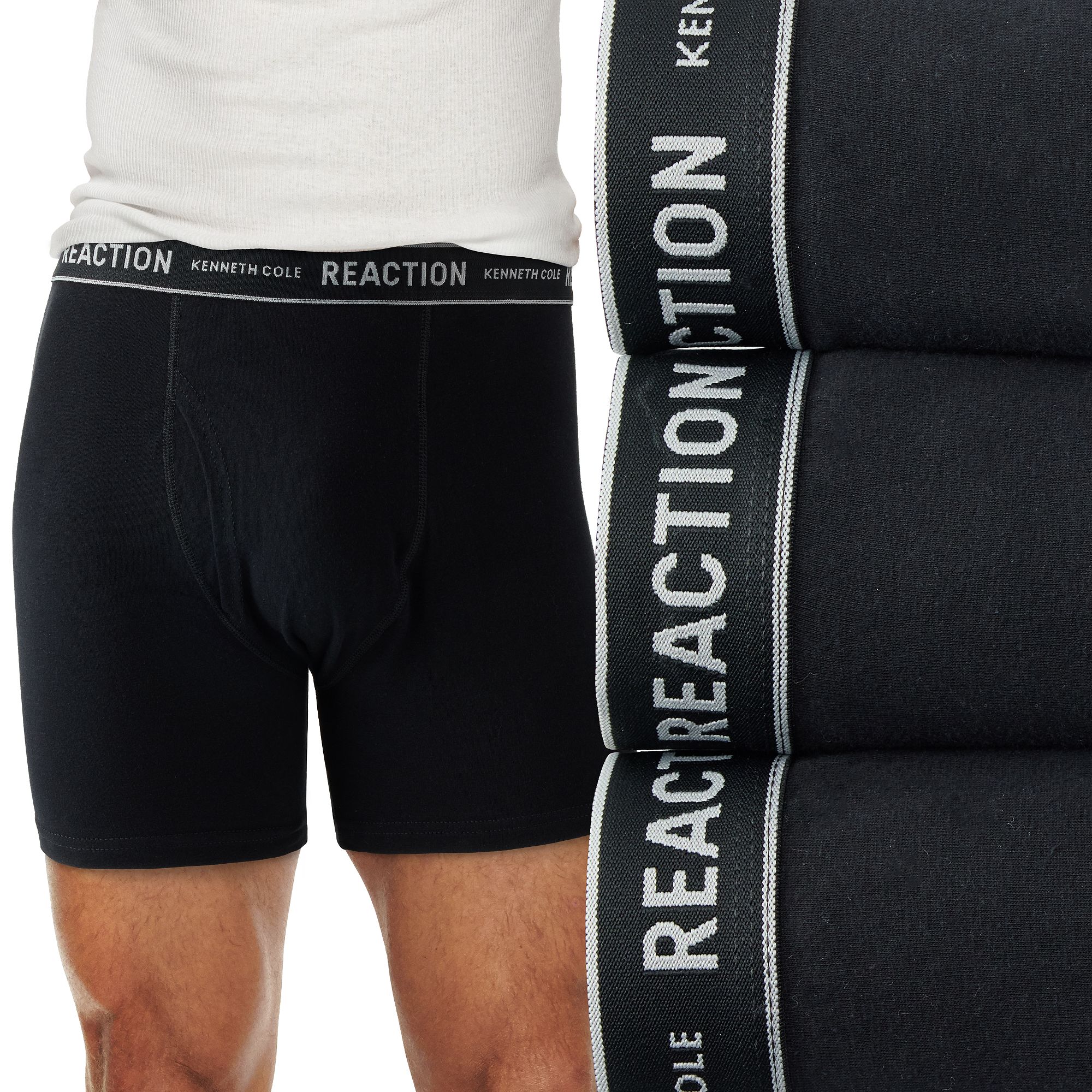 Mens Kenneth Cole Reaction 3-Pack Boxer Briefs, Size: Small, Black