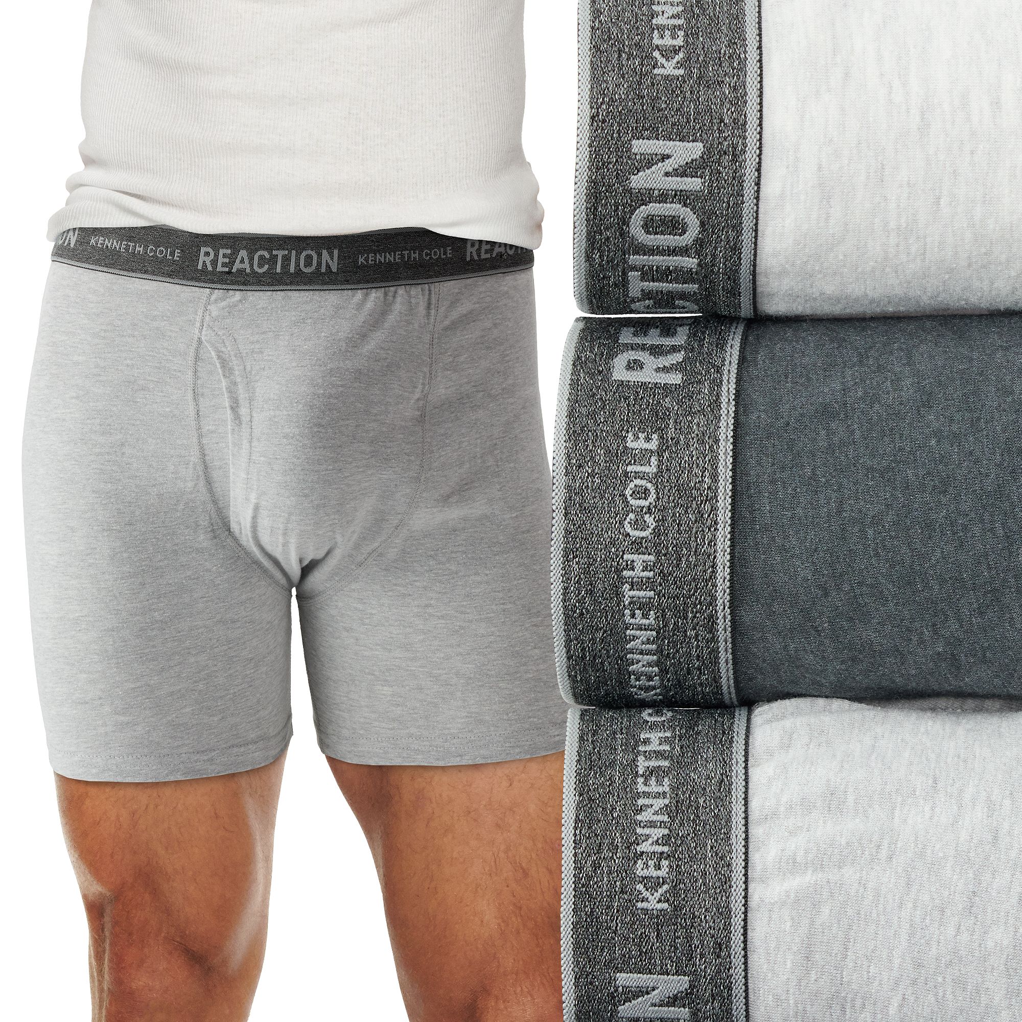 Mens Kenneth Cole Reaction 3-Pack Boxer Briefs, Size: Small, Grey Print Gr